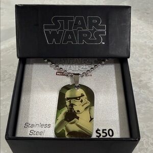 Star Wars Stormtrooper Dog Tag Necklace - Black and Green
